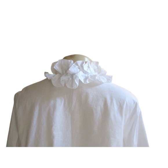Lafayette 148 Ruffle Dolman Sleeve White Cotton Blouse Size 12 - Picture 7 of 9
